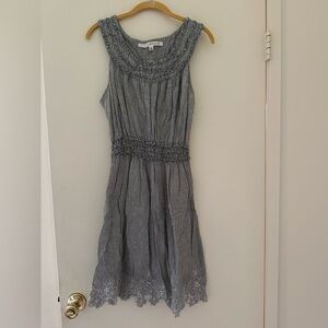 Max Studio 100% Cotton Sleeveless Dress with Embroidered Details XL fits L